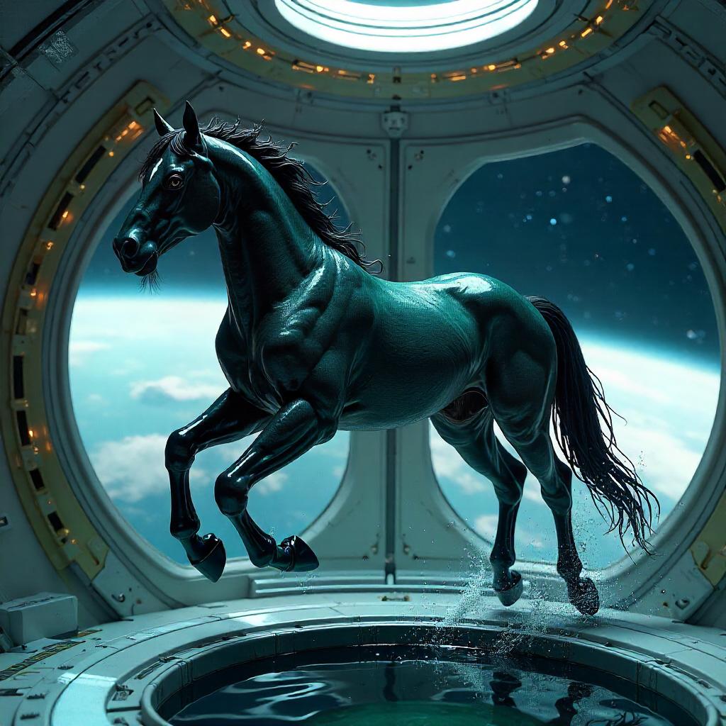 Kelpie in Zero-G: Photorealistic Space Encounter