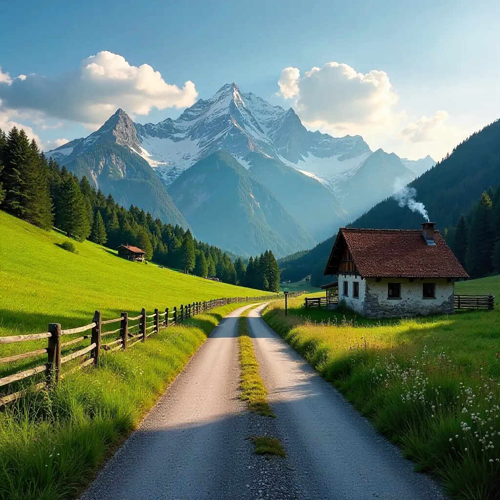 Rural Slovenian Road to the Julian Alps