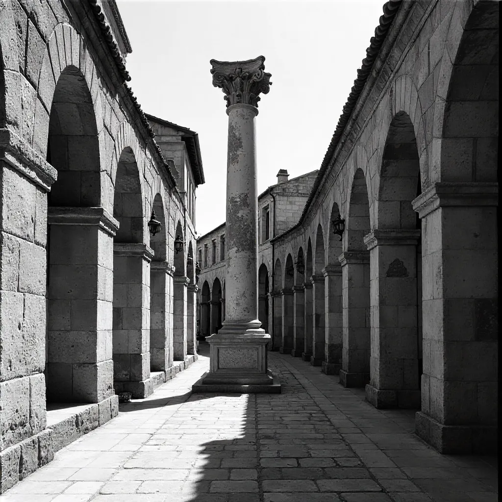 Monochrome Roman Column in Antalya, Turkey