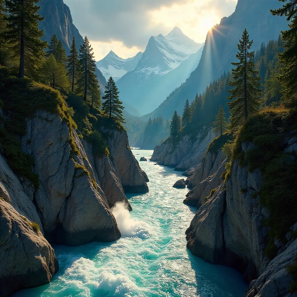 Turquoise Alpine Gorge in the Dolomites