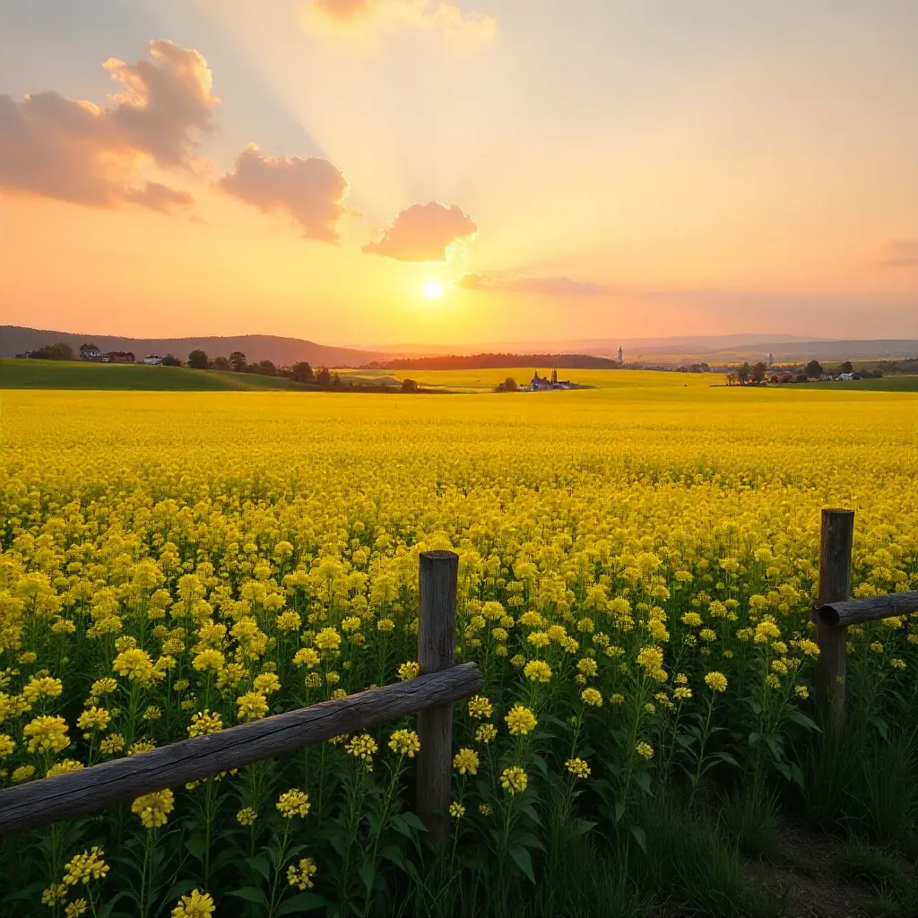 Golden Canola Field at Sunset in Vaslui, Romania
