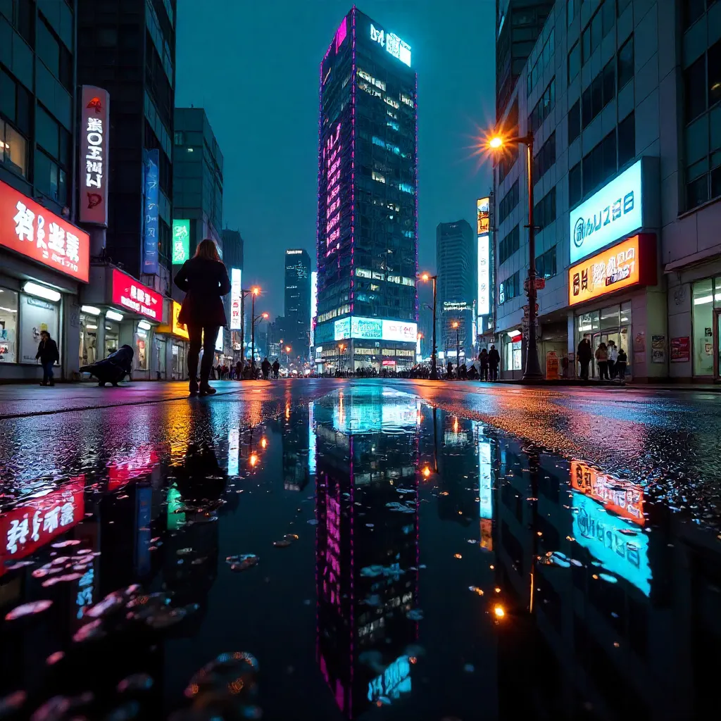 Abstract Reflections of a Modern Glass Skyscraper in Tokyo