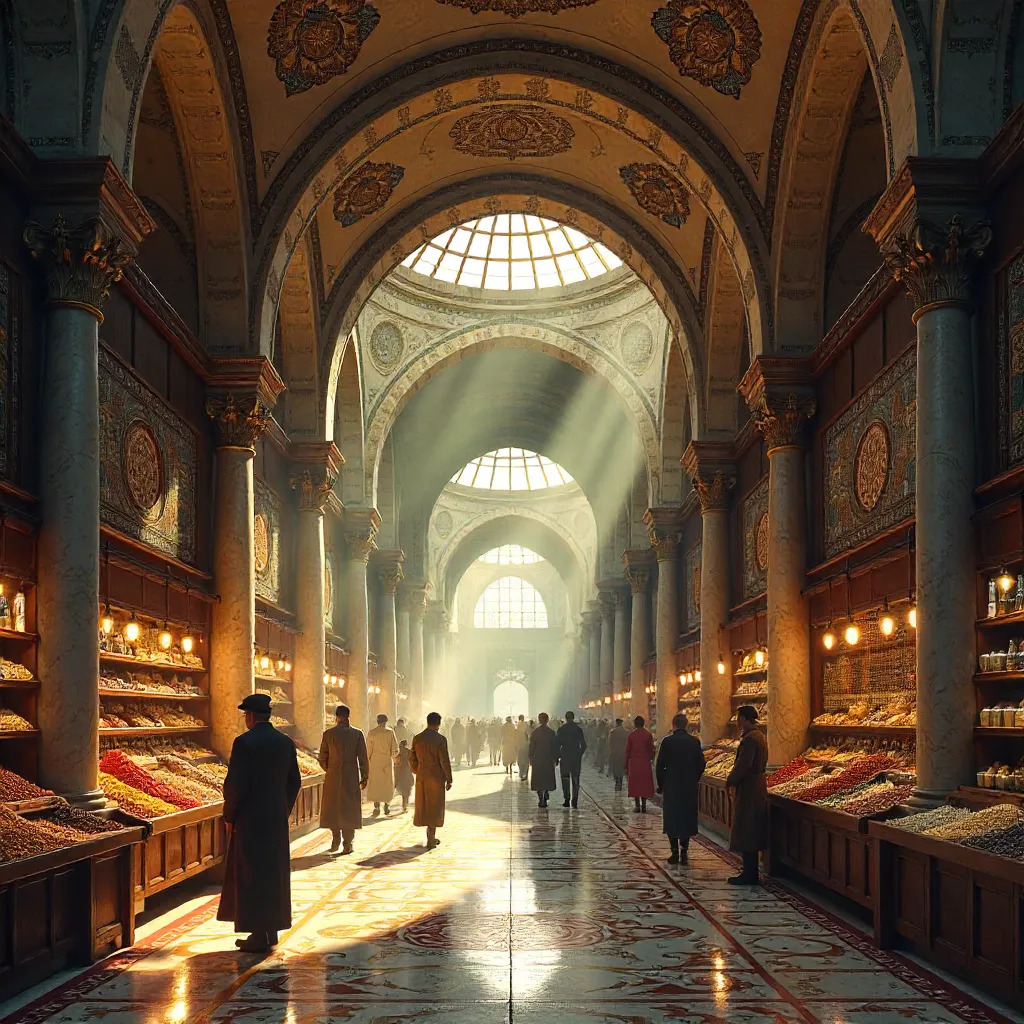 Sunlit Arching Glass Ceiling Market in Istanbul