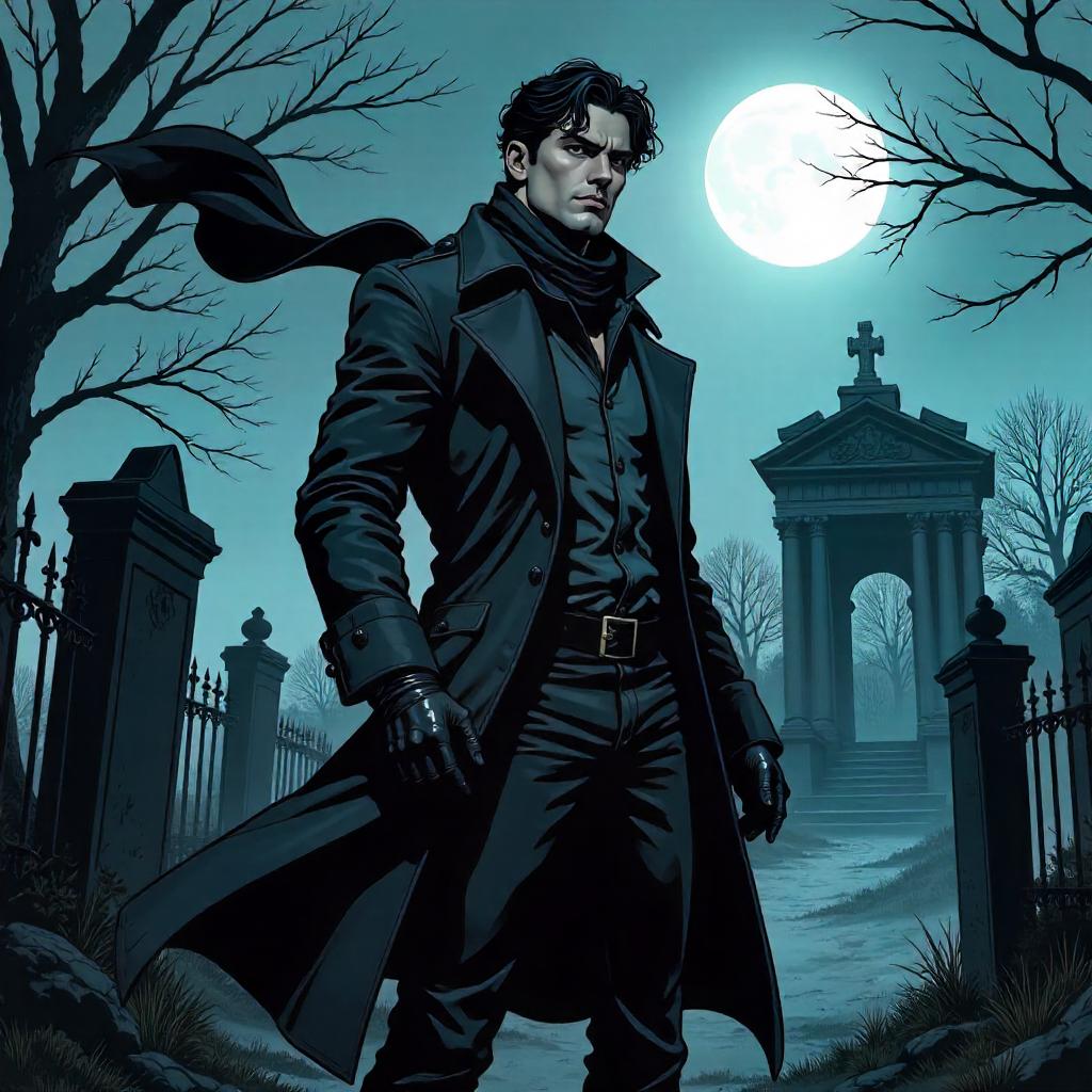 Handsome Hero in a Comic Graveyard