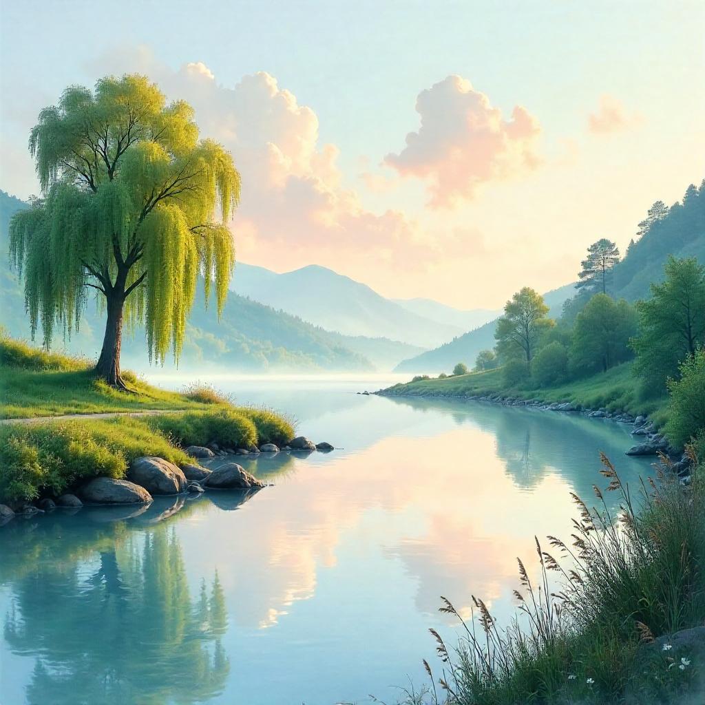 Watercolor River in Photo-Realistic Light