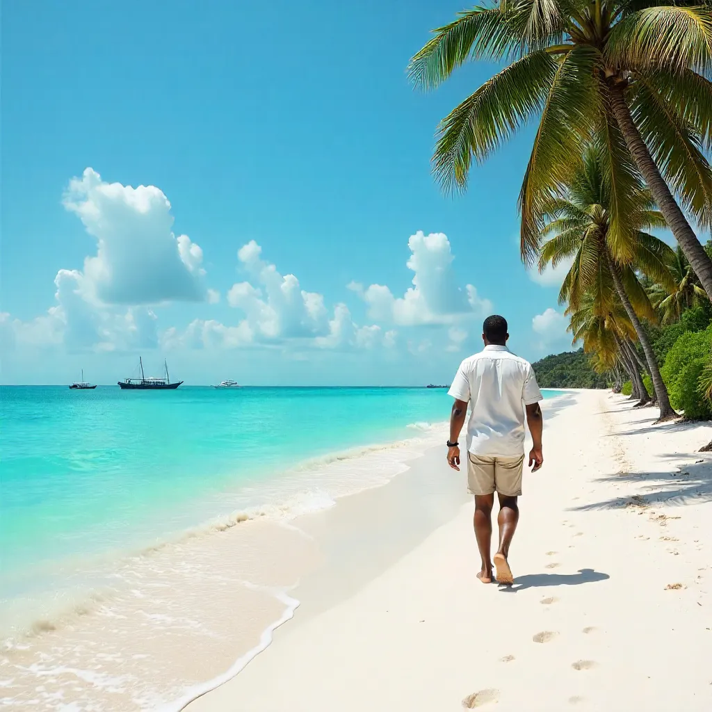 Strolling on Zanzibar's Pristine Beach