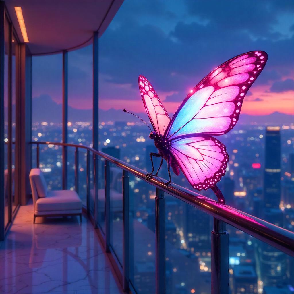 Butterfly in Neon Penthouse: Anime Twilight