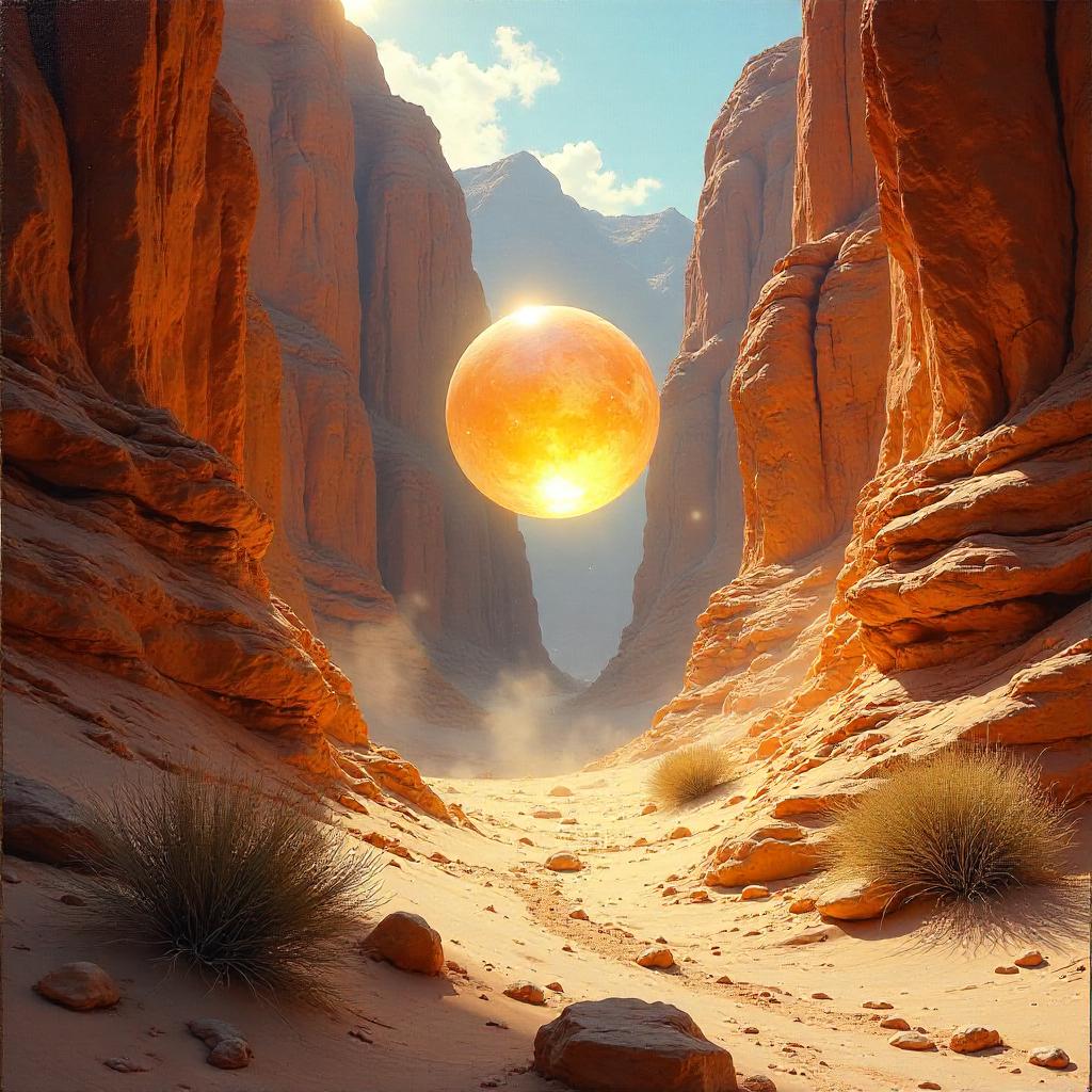 Spirit Orb in a Desert Canyon – Oil Painting