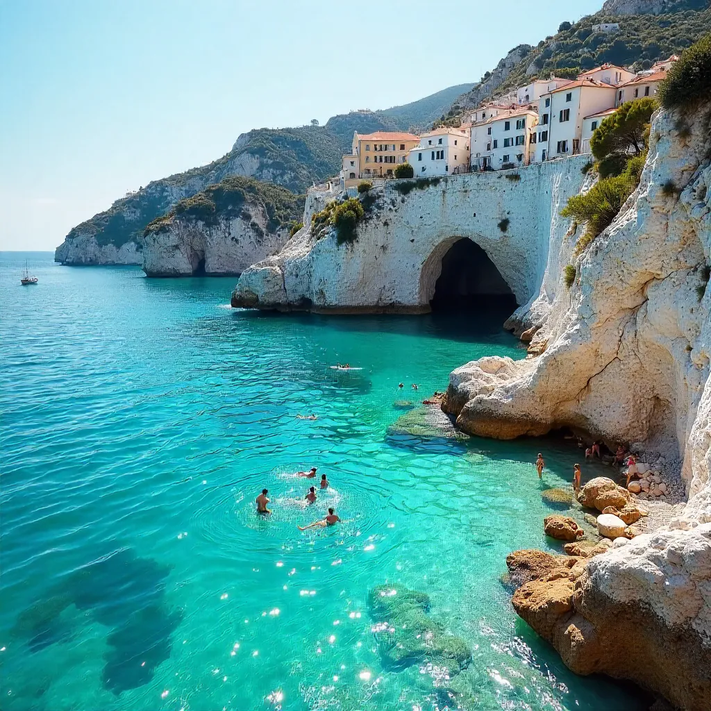 Turquoise Waters Beneath Polignano Cliffs, Italy