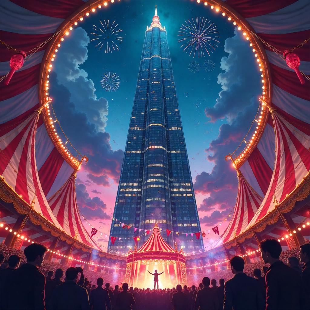 Skyscraper in a Circus Tent - Anime Surrealism
