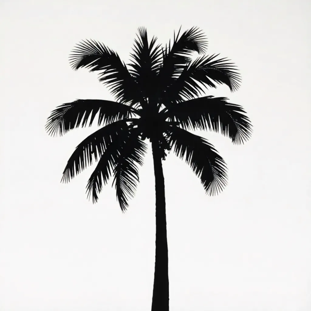 Minimalist Palm Silhouette in Black and White