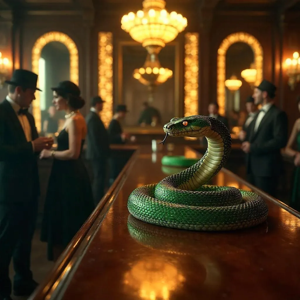 Snake in a 1920s Speakeasy (Photorealistic)