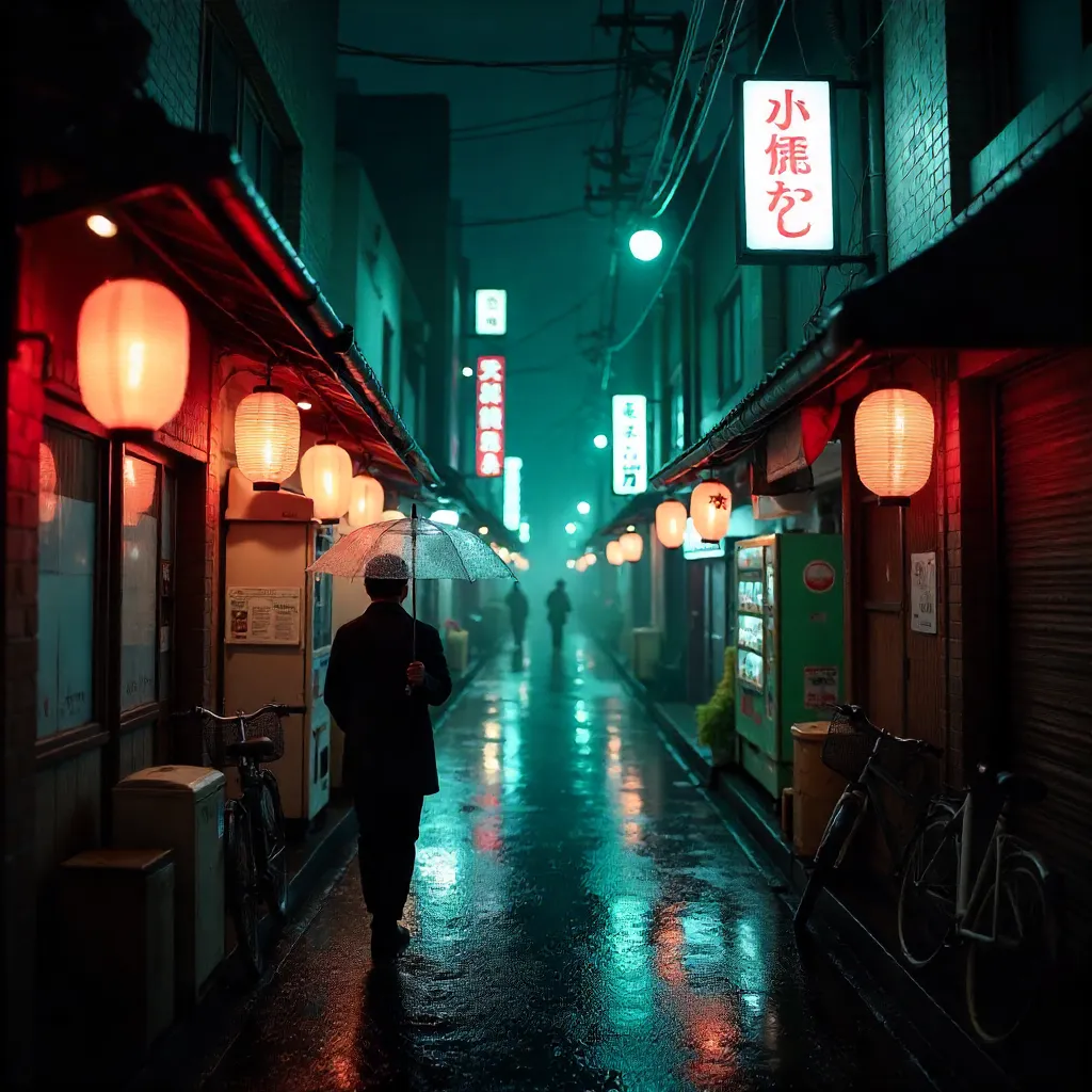 Moody Tokyo Nights: Lanterns and Neon