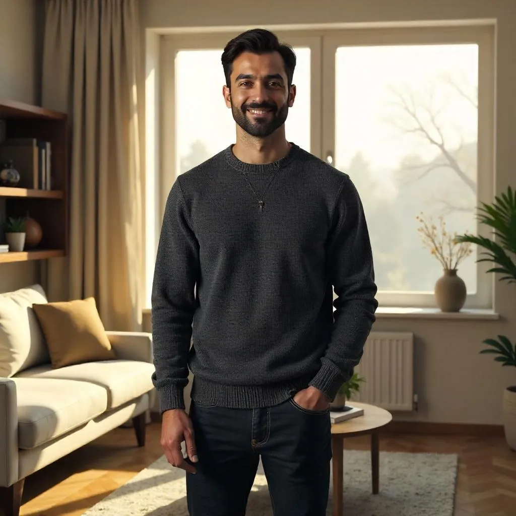Handsome Middle Eastern Man in a Modern Home - 3D Render