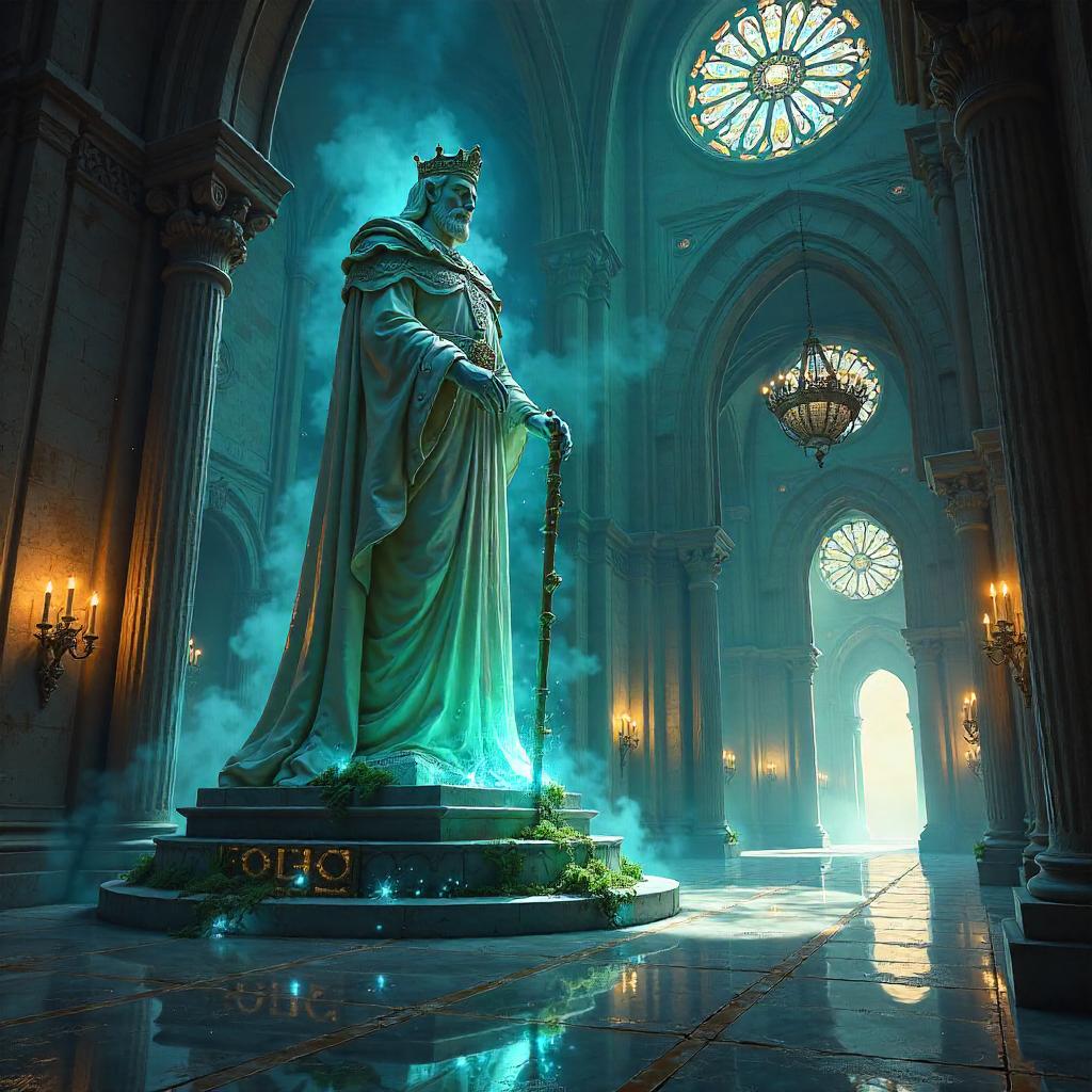 Moonlit Statue in the Enchanted Castle