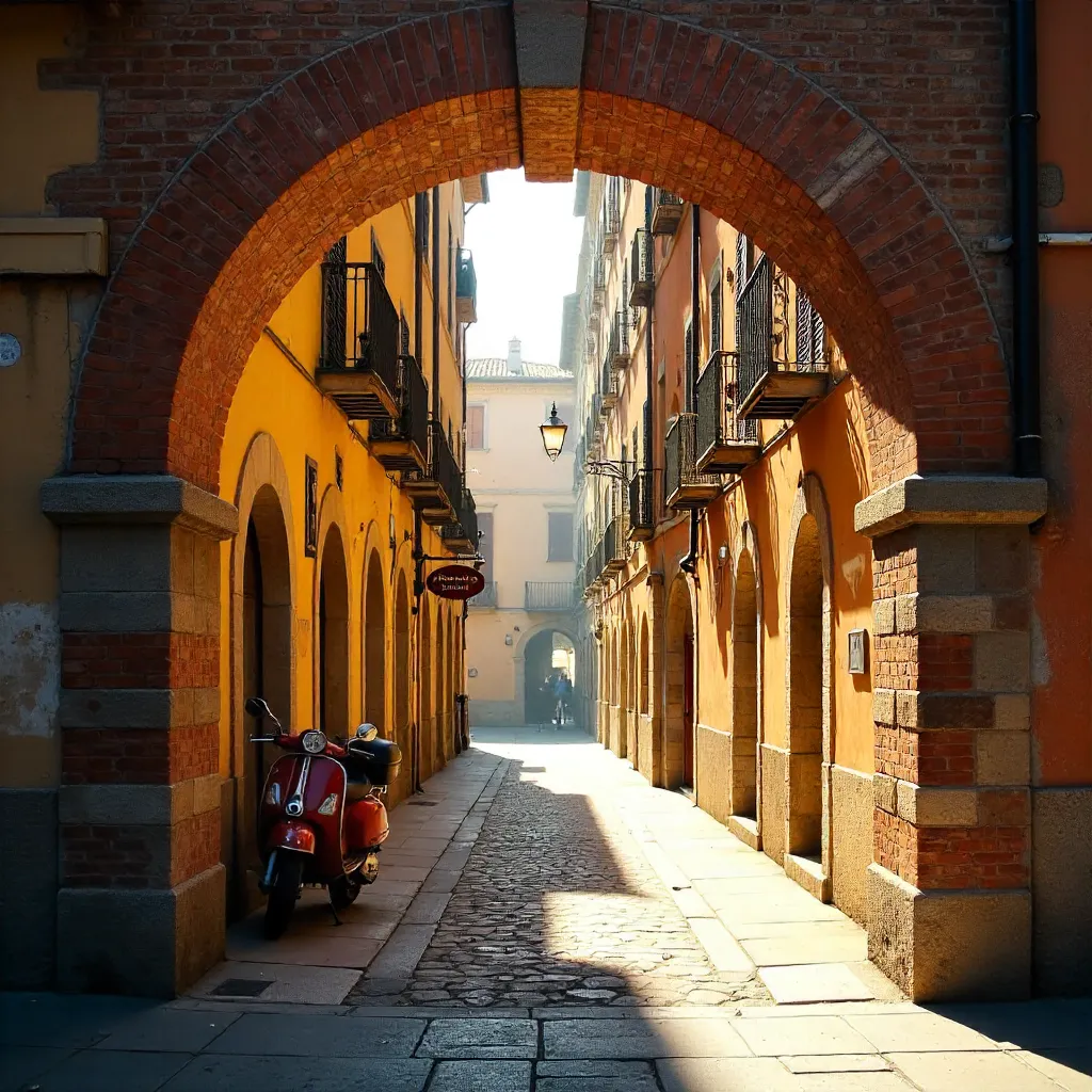 Golden Hour Through Milan's Brick Arch