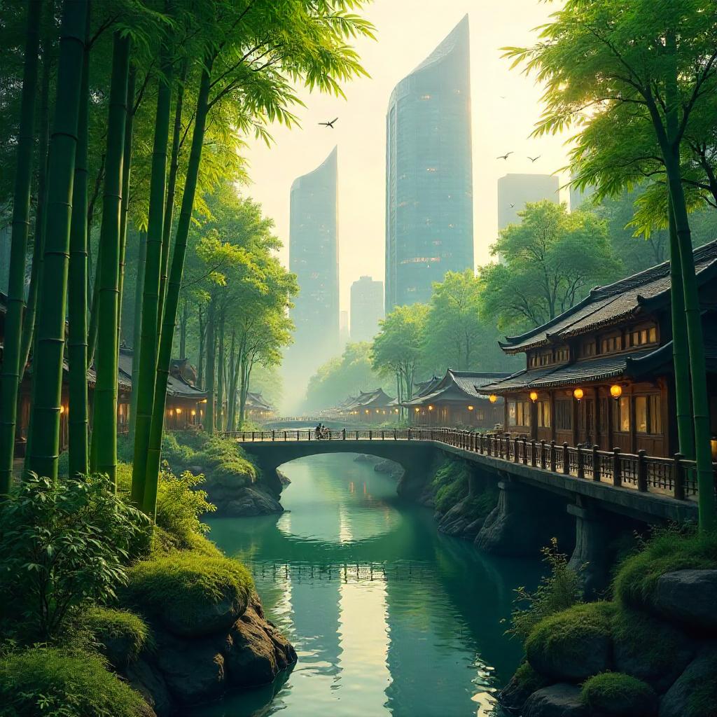 Bamboo Grove City: Photoreal Urban Oasis