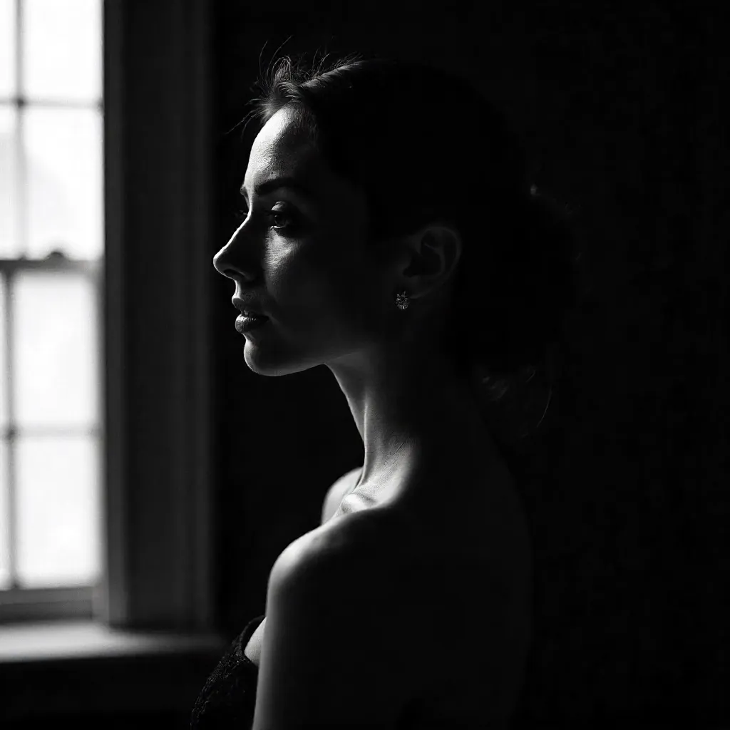 Elegant Noir Profile: Soft Black & White