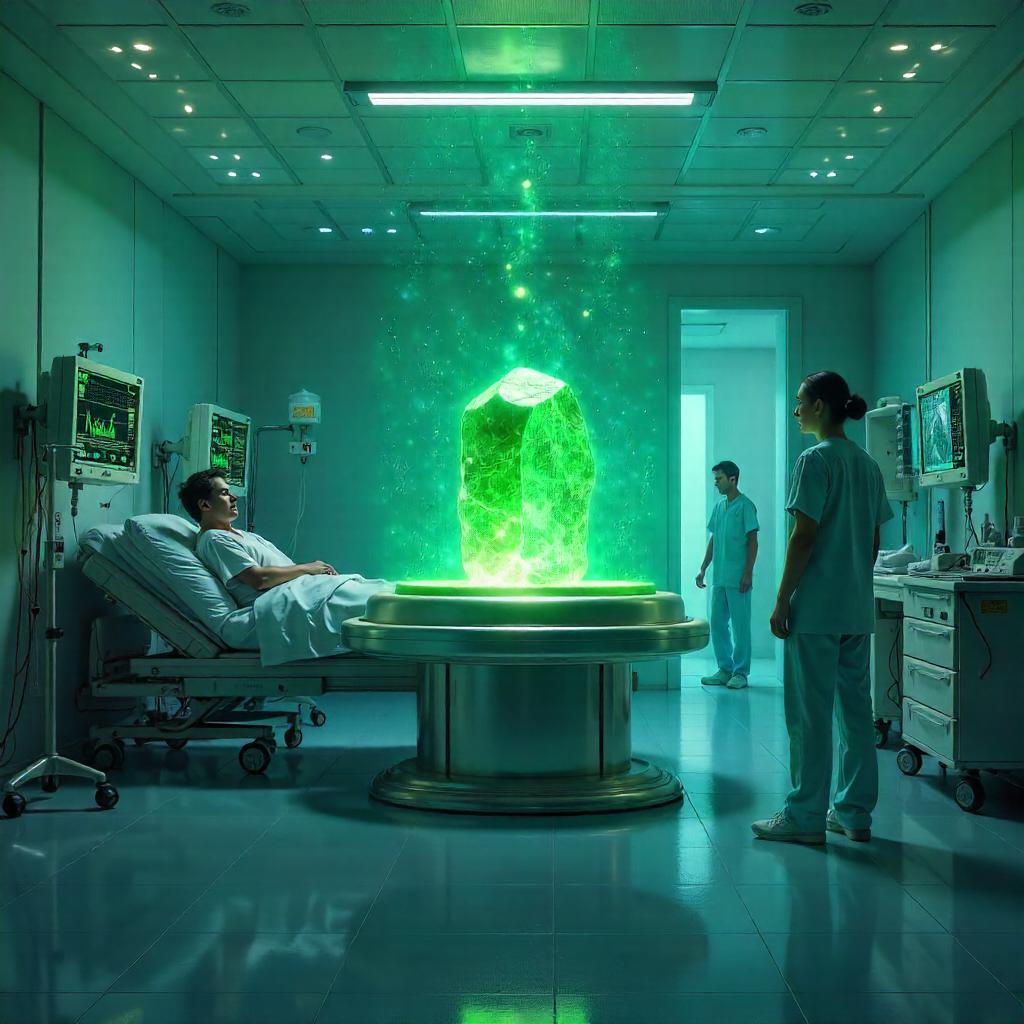 Philosopher's Stone Amid Neon Hospital Lights