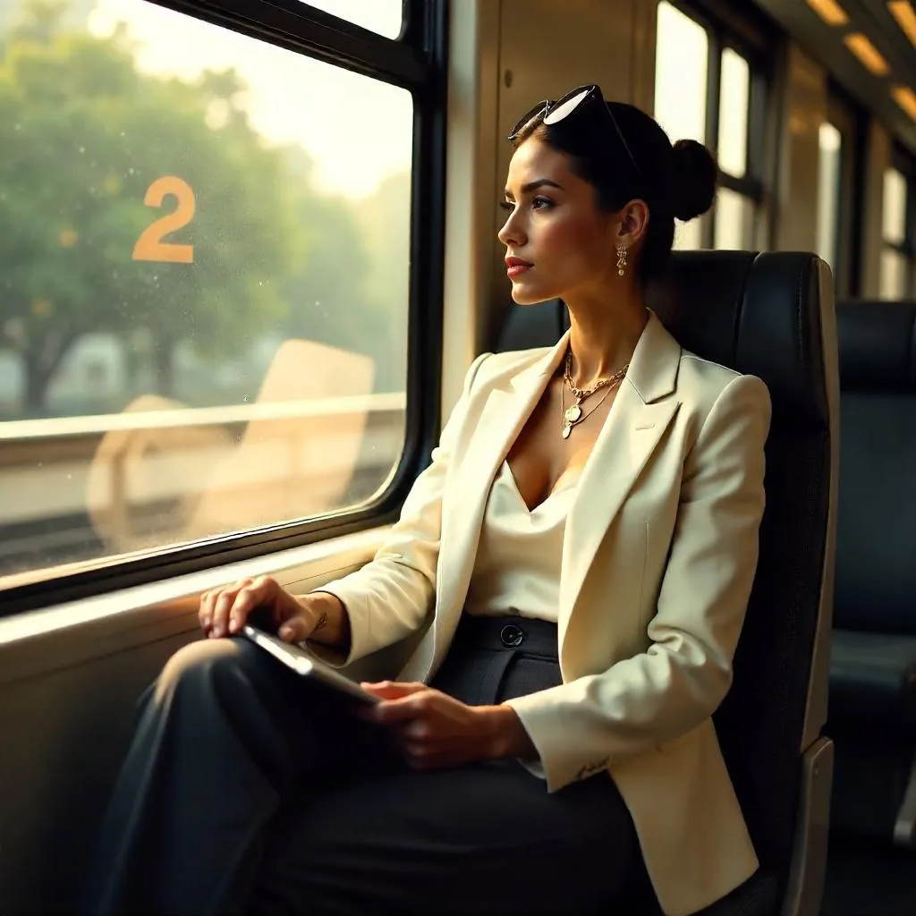 Photorealistic Stylish Latina Woman in a Train