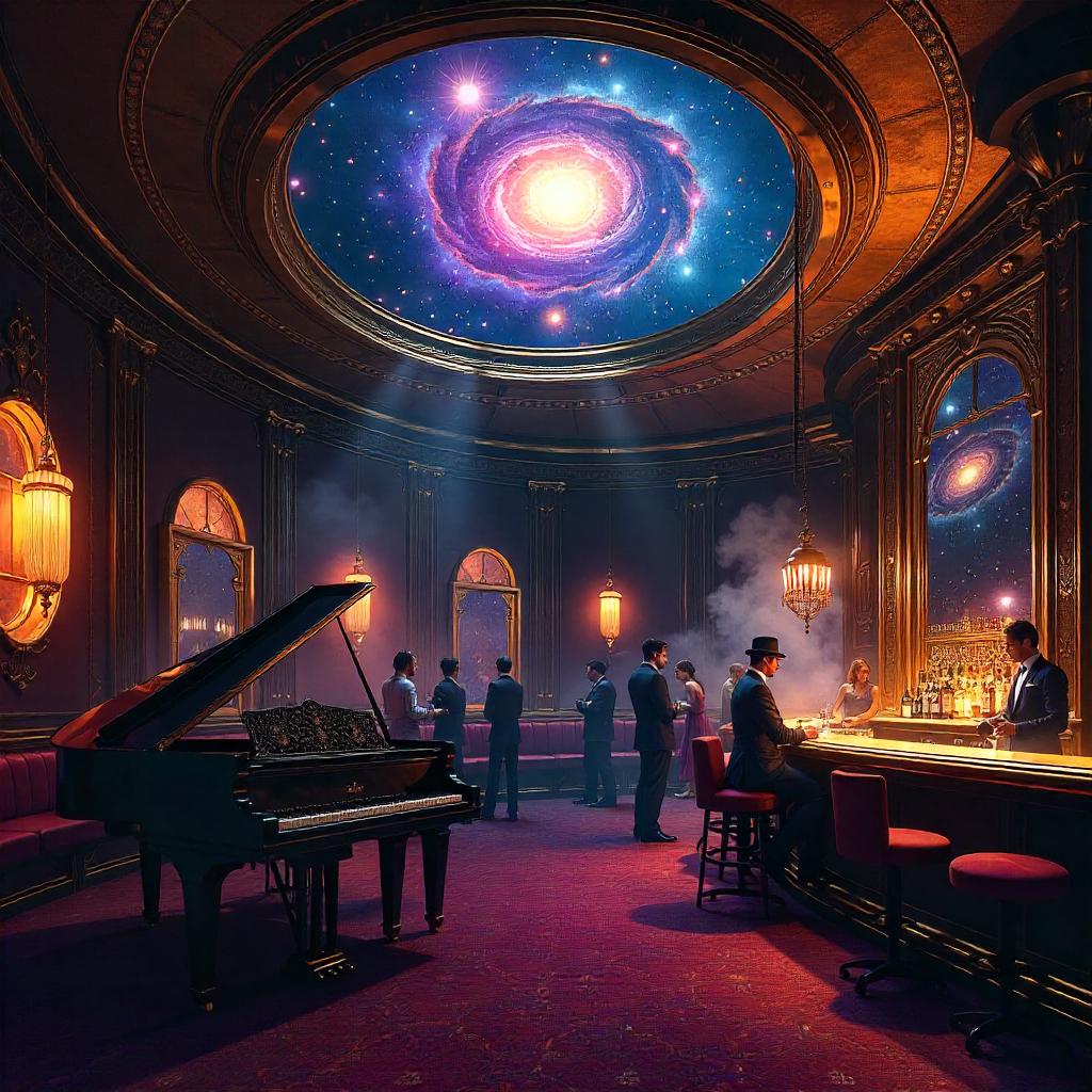 Cosmic Speakeasy: Galaxy Art Deco Night