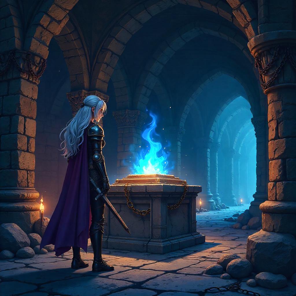 Sacred Relic in the Castle Dungeon (Anime Style)