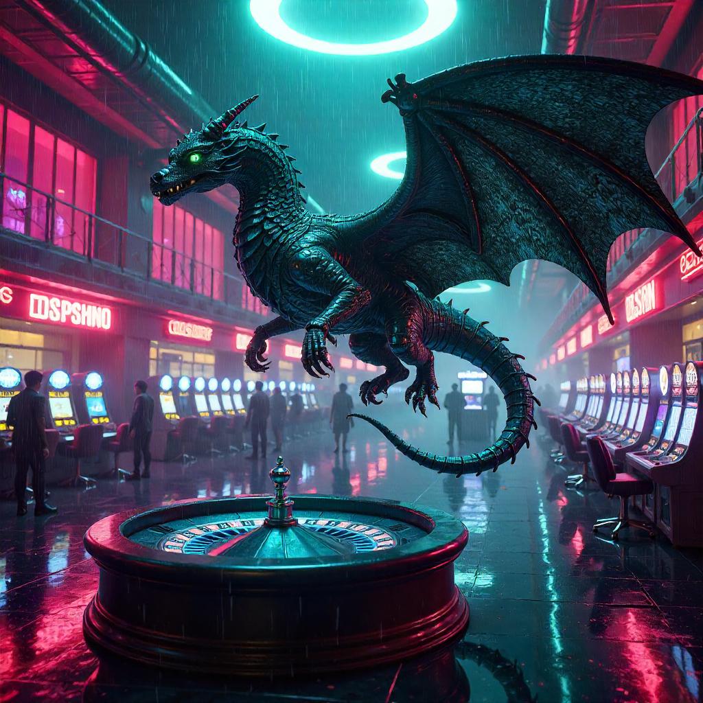 Neon Wyvern in a Cyberpunk Casino