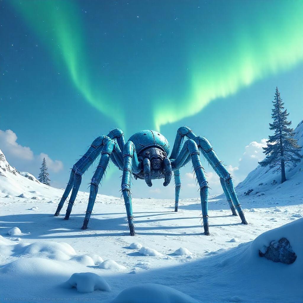 Icy Tundra Spider: A Polar Digital Portrait