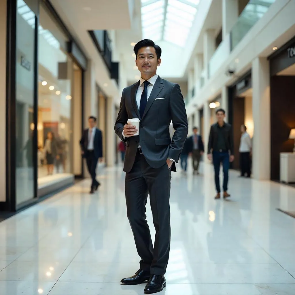Photorealistic Asian Professional in a Shopping Mall