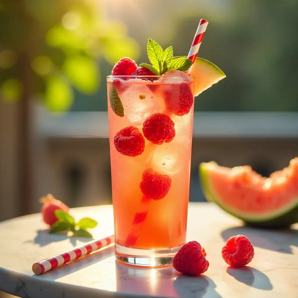 Vibrant Summer Drink: Melon, Raspberry & Mint