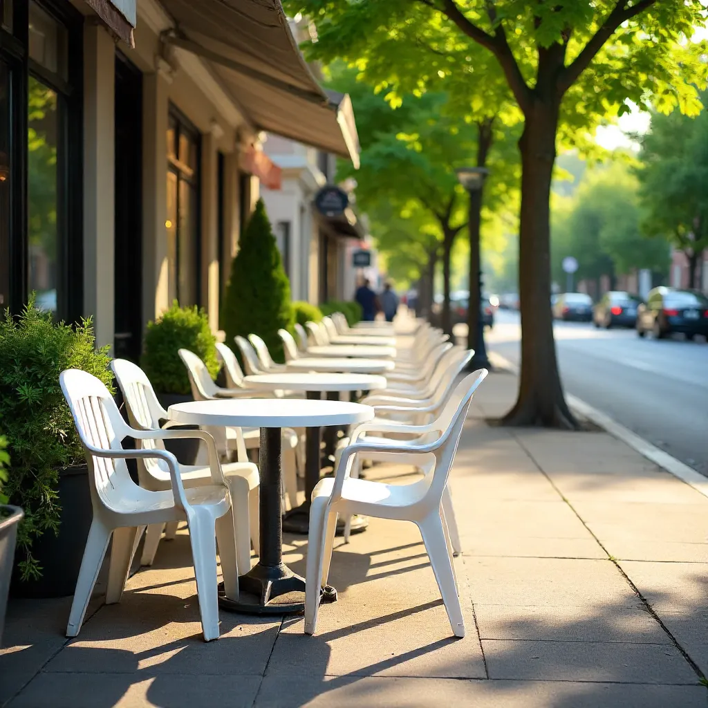 Summertime White Plastic Tables in Pierrefonds