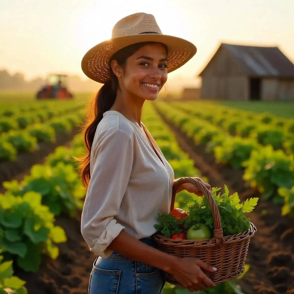 Photorealistic Farm Portrait of a Young Middle Eastern Woman