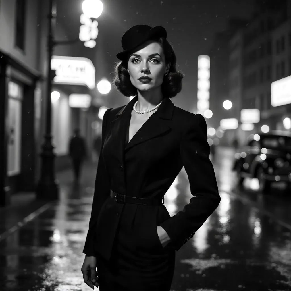 Noir City Portrait: Woman in 1940s Attire