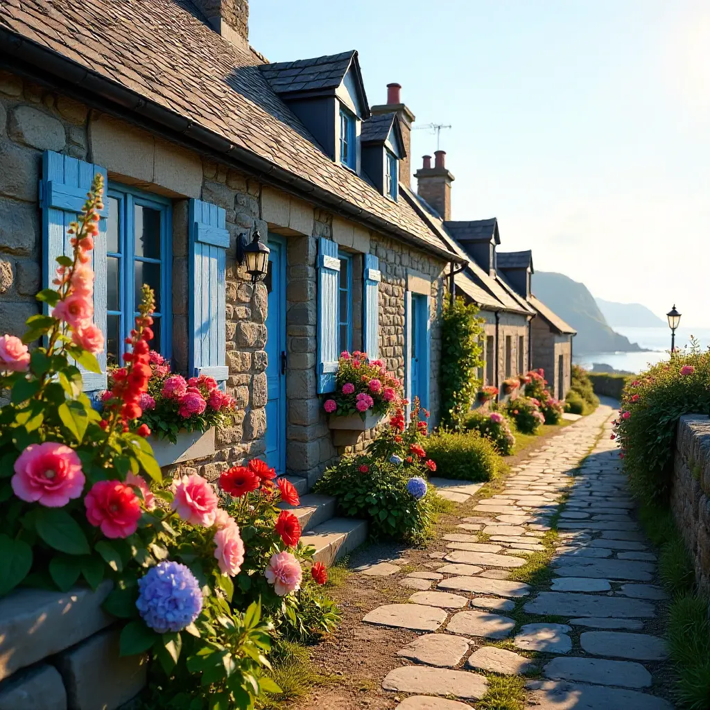 Hollyhocks and Hydrangeas on Hoëdic Island