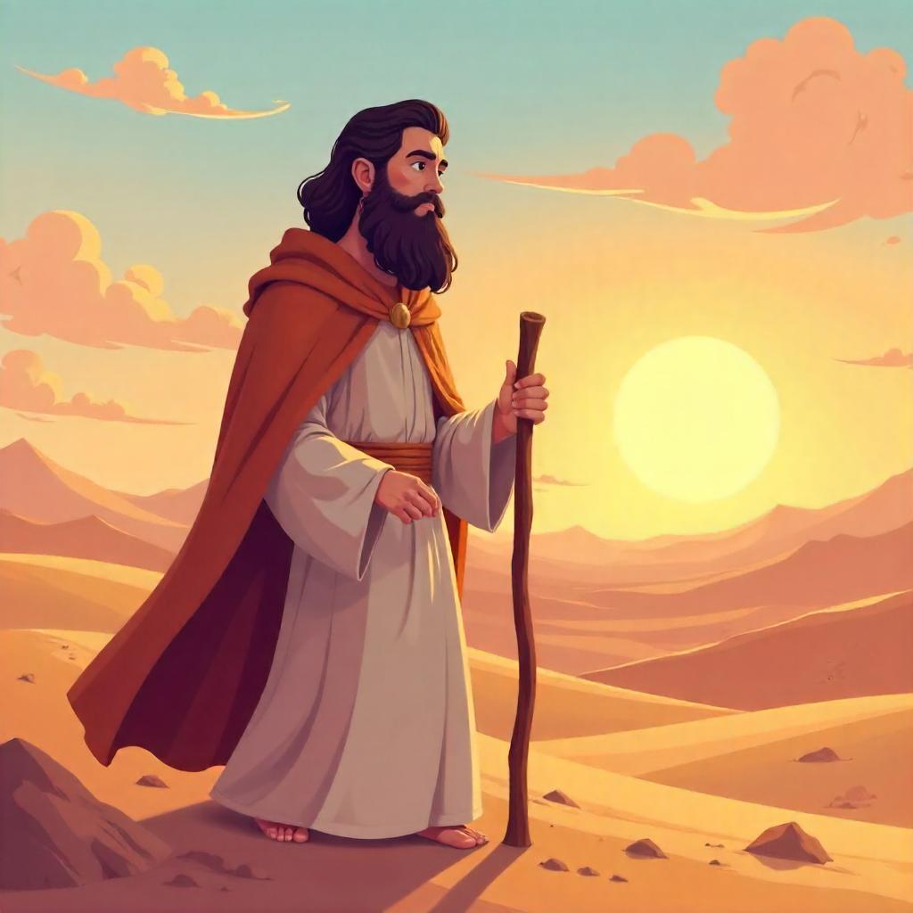 Cartoon Prophet at Sunrise
