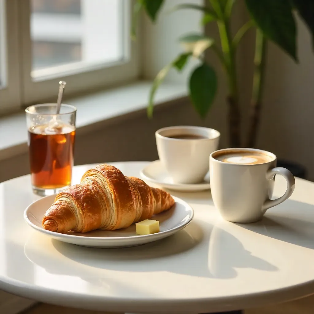 Sleek Breakfast: Pastry, Iced Coffee & Tea