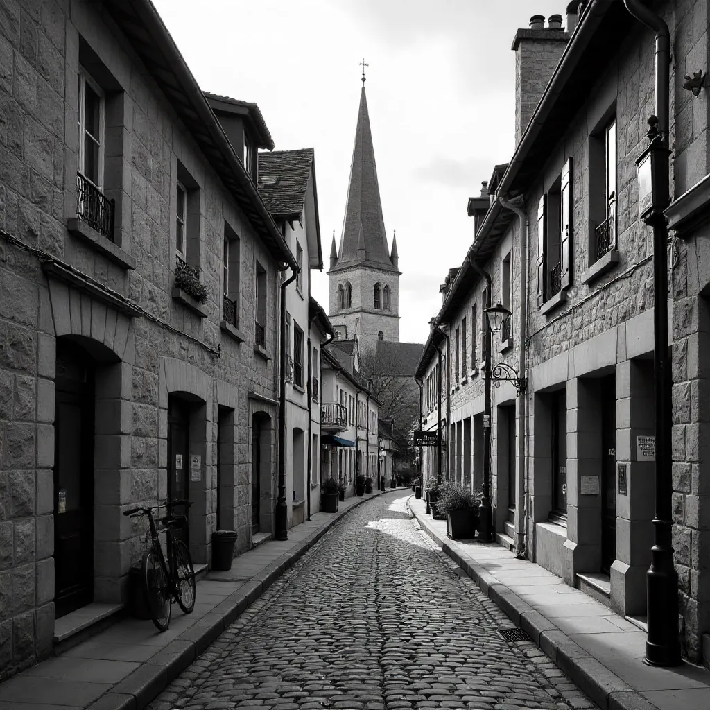 Quiet Daylight on a Compiègne Street, Monochrome