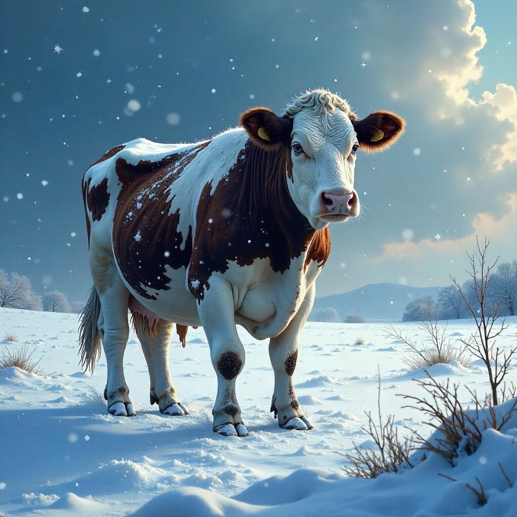 Cow in a Blizzard: A Digital Art Scene