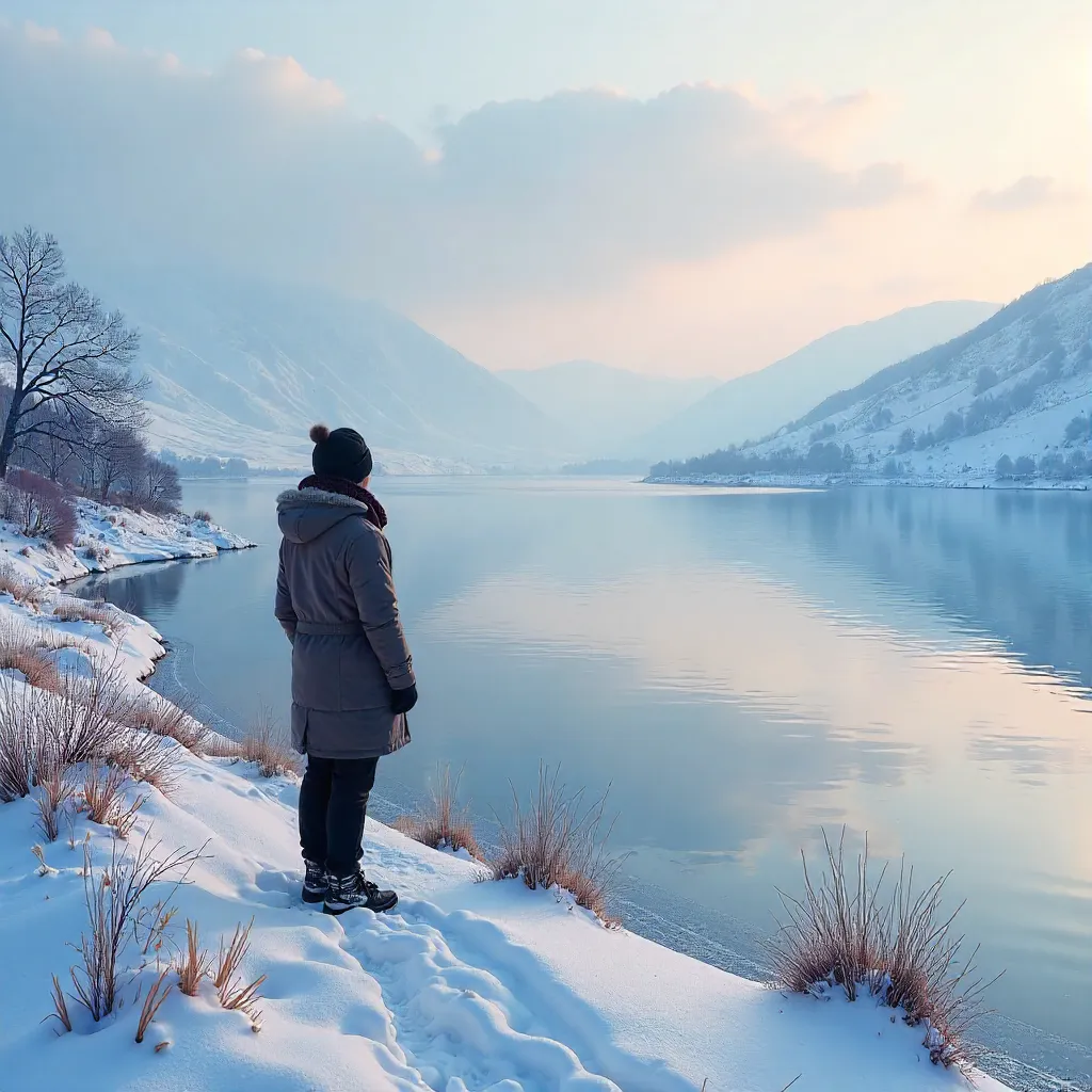 Serene Winter by Lake Van, Türkiye