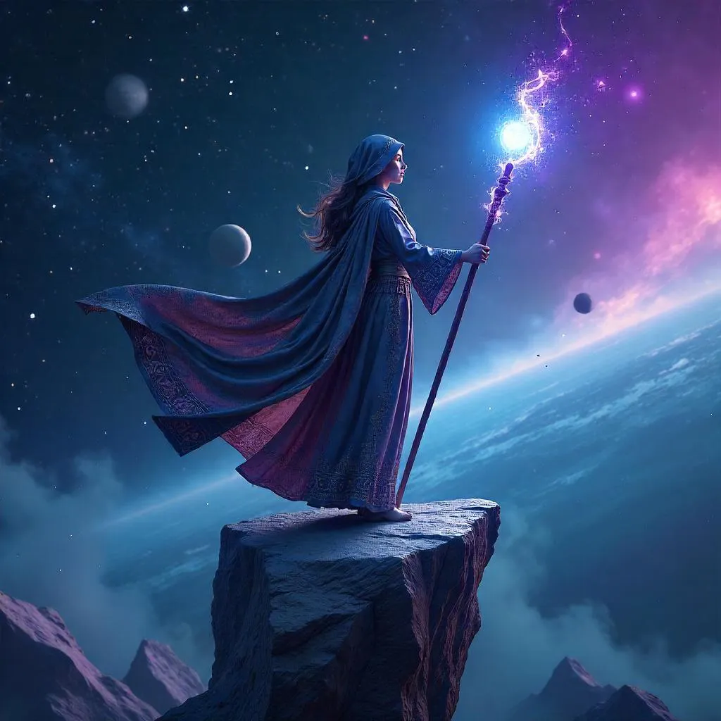 Stellar Witch: 3D Render Among the Stars