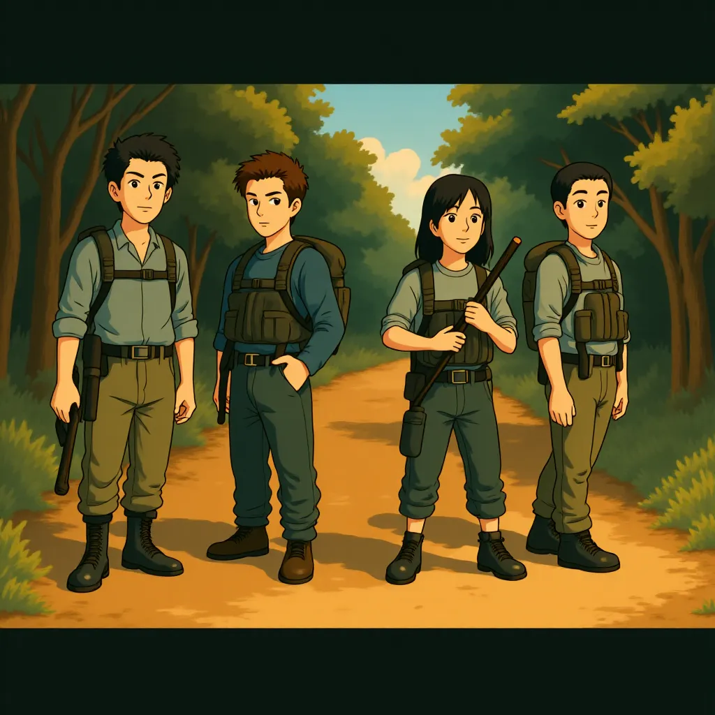 Charlize Theron, Luca Marinelli, Marwan Kenzari, Henry Golding, and KiKi Layne in The Old Guard 2 (2025) - Ghibli style