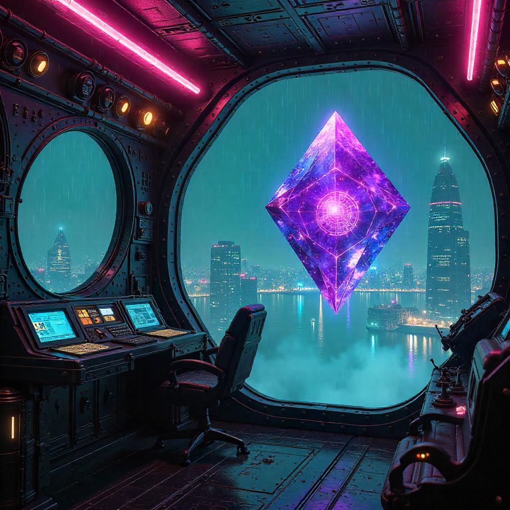 Crystal Entity on a Neon-Cut Airship