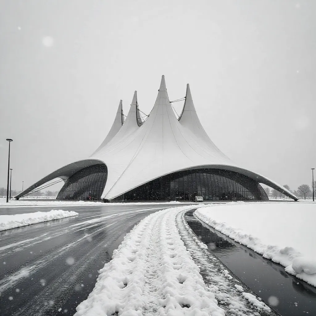Snowy Black-and-White Khan Shatyr in Astana