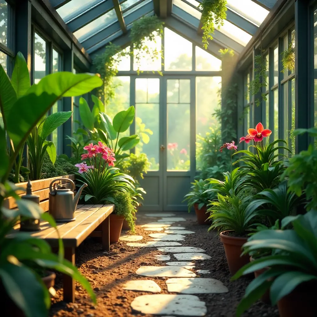 Verdant Greenhouse in Soft Natural Light