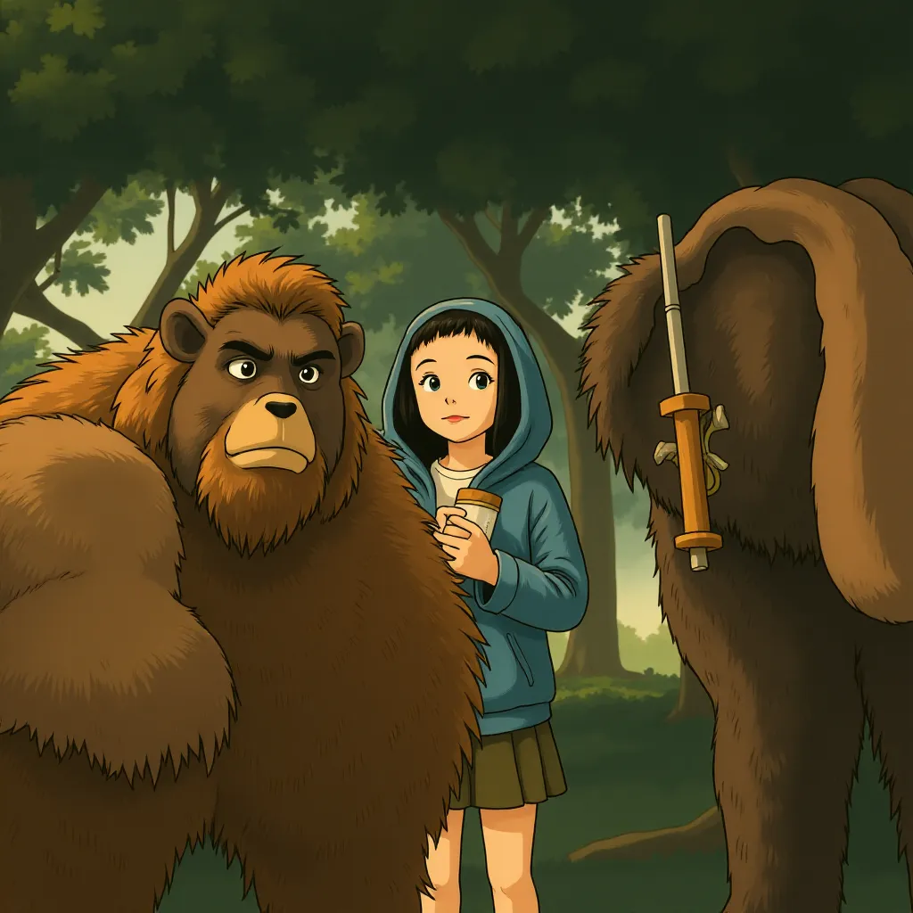 Karin Konoval, Andy Serkis, Terry Notary, Michael Adamthwaite, and Amiah Miller in War for the Planet of the Apes (2017) - Anime style