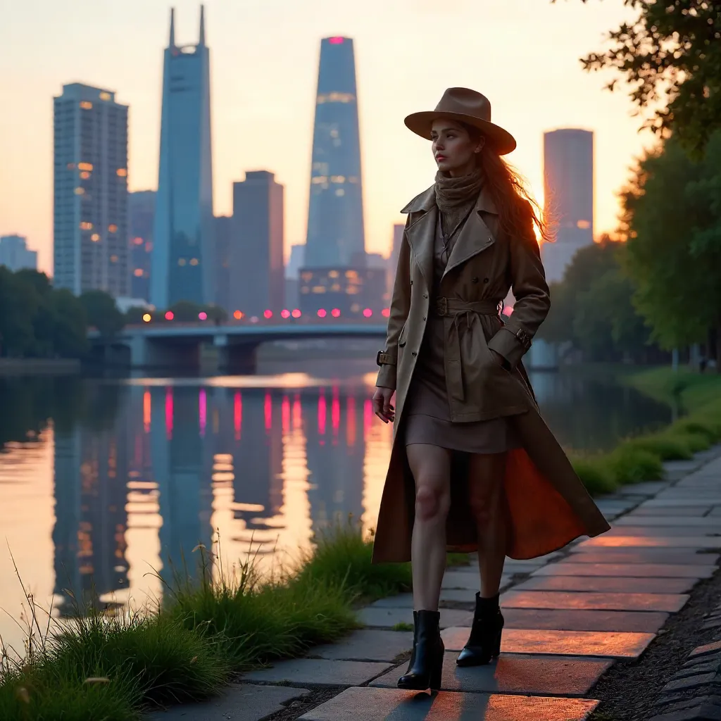 Chic Riverwalk with Neon City Vista