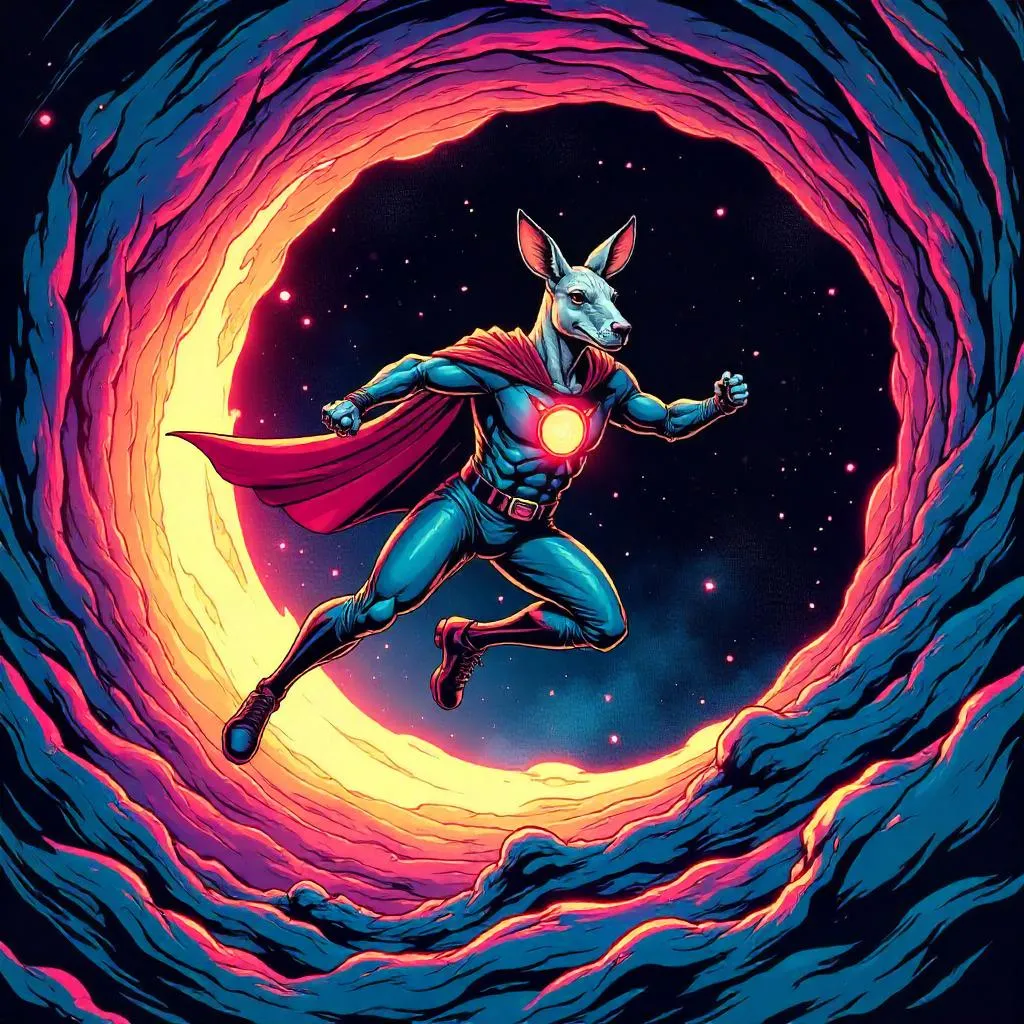 Kangaroo Hero in a Black Hole: Comic Splash