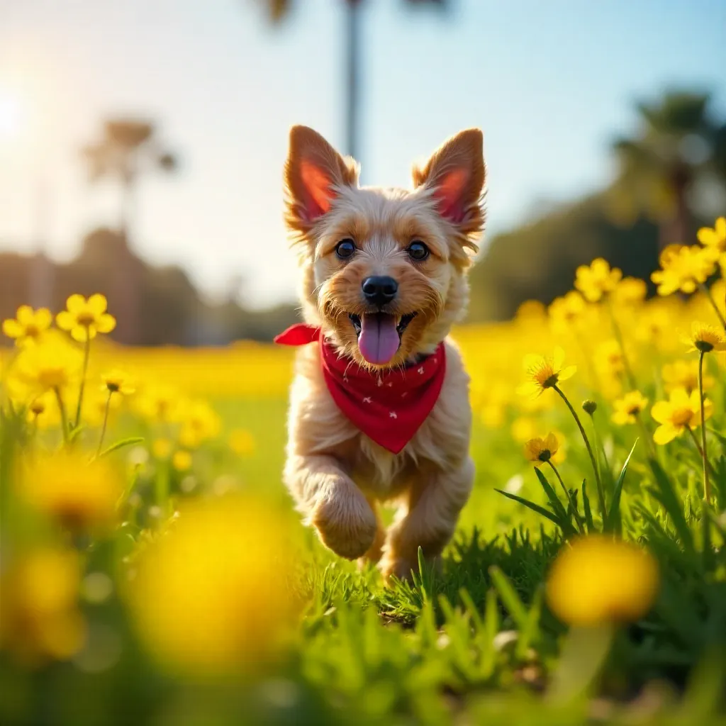 Cute Dog in a Field of Yellow Flowers, Winter Park