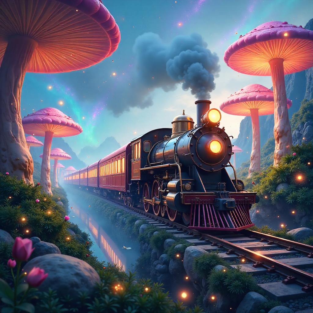 Train Through a Fairy Wonderland at Dusk