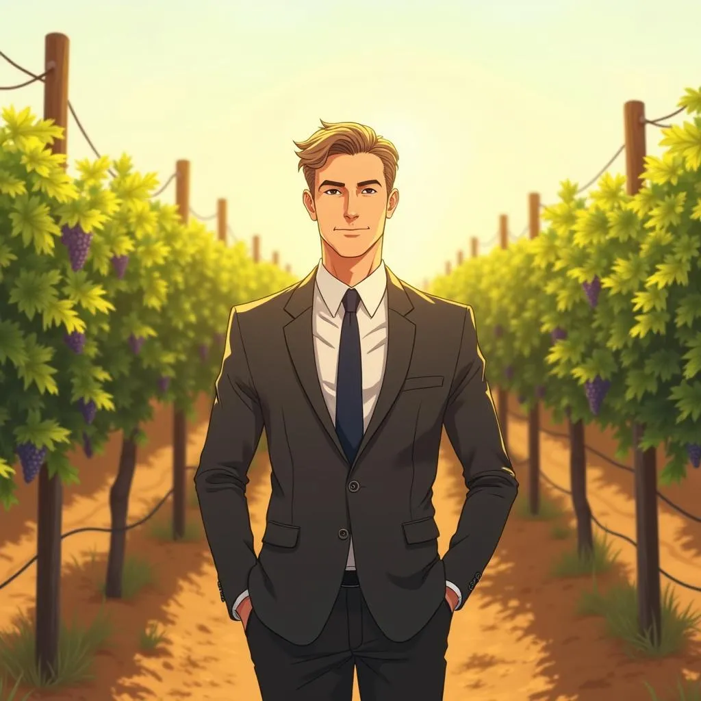 Anime-Style Professional in a Vineyard